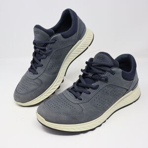 ECCO Ecostride Shoe Womens 8 Blue Nubuck Leather Sneaker Lace Up Comfort Casual
